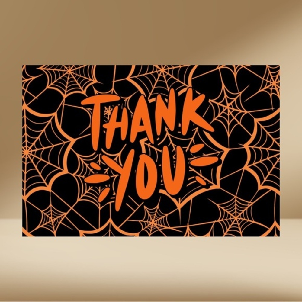 Halloween Thank You Card with Orange and Black Design